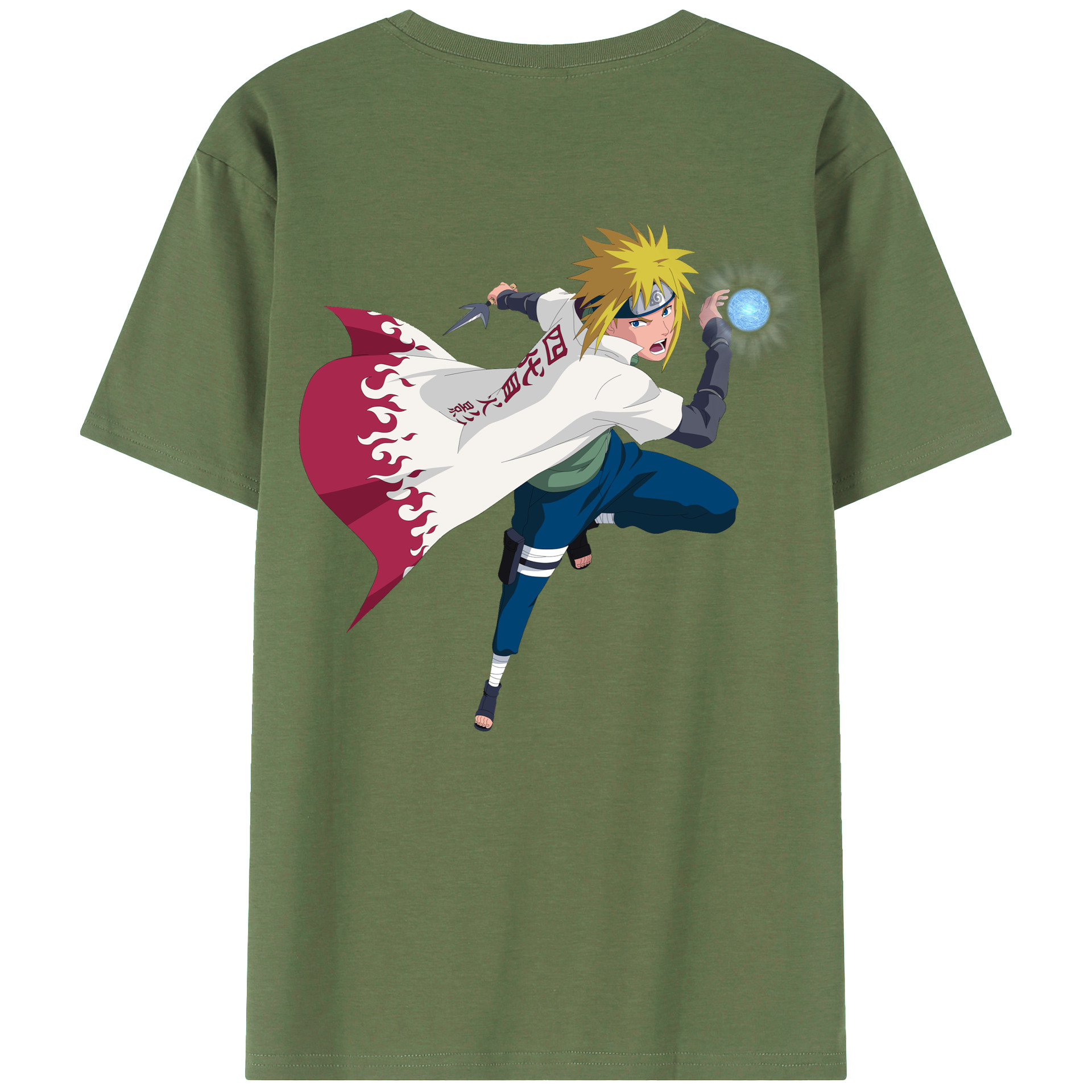 （画像用） NARUTO -ナルト- 波風 ミナト Namikaze Minato 綿100％ メンズ半袖Tシャツ（バックプリント） 通気性
